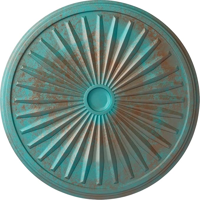 Ekena Millwork CM33LECGS 33-1/8" x 3-1/2" x 1-3/8" Leandros Ceiling Medallion, Copper Green Patina
