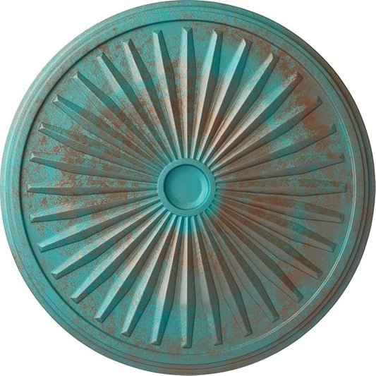 Ekena Millwork CM33LECGS 33-1/8" x 3-1/2" x 1-3/8" Leandros Ceiling Medallion, Copper Green Patina