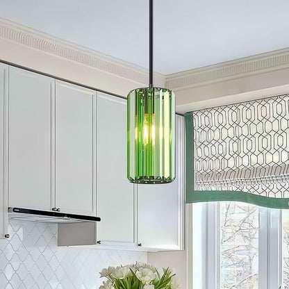 Modern Crystal Pendant Light Mini Dark Green Chandeliers Adjustable Pendant Lights Fixture for Kitchen Island Dinning Room Corridor Bedroom(Dark Green 1-Pack)