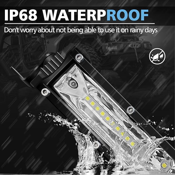 San-Young Slim LED Light Bar for Truck, 12 Inch 120W 10000lm LED Off Road Driving Fog Lightbar Combo Beam Waterproof ATV UTV RV Tractor Boat Weeder Grille Bumper, 12V/24V