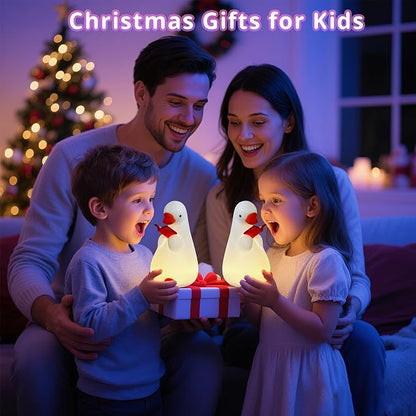 AVEKI Goose Reading Light, Soft Squishy Silicone Duck Night Light for Kids Baby Toddler, Rechargeable LED Touch Lamp for Nursery Kids Room Bedroom Decor, Cute & Funny Gifts for Boys and Girls