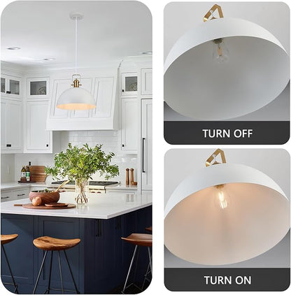 12 Inch Pendant Lights for Kitchen Island Matte White Farmhouse Pendant Light fixtures Adjustable Height Dome Hanging Light for Dinning Room Bedroom Hallway,3 Packs