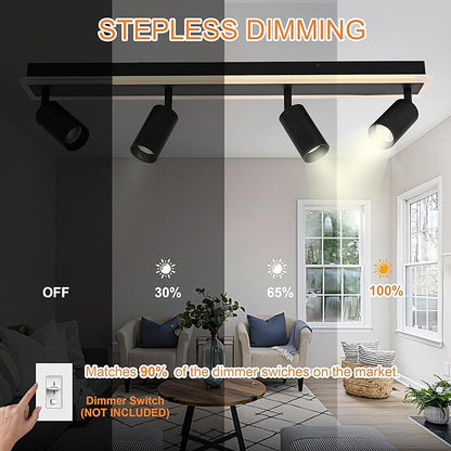 TODOLUZ 5-Light LED Track Lighting Fixtures, Black Flexible Directional Ceiling Spot Light, Wall Mounted Bathroom Lights Fixture for Over Mirror Kitchen