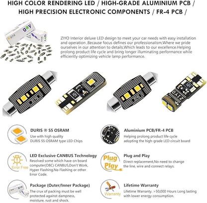 LED Interior Light kit for Subaru Outback 2000-2009 Dome Light Bulbs Replacement Package, 6000K Xenon White LED Lights Accessories Upgrade (12 Bulbs)
