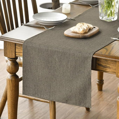 Artoid Mode Coffee Brown Table Runner, Seasonal Fall Washable Kitchen Dining Table Decoration for Home Party Decor 13x108 Inch