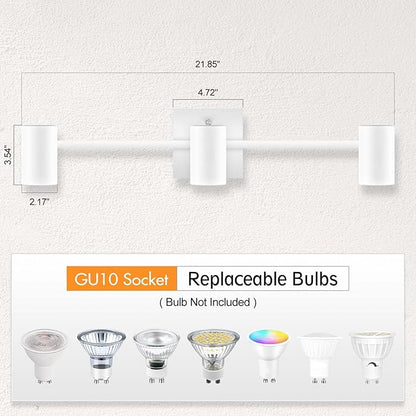 BoostArea Track Lighting Fixtures Ceiling, 3 Way Track Lighting Kit, LED Track Lighting with Rotatable Light Heads, Modern Ceiling Spot Lighting for Kitchen/Bedroom/Living Room, GU10 Bulb Not Included