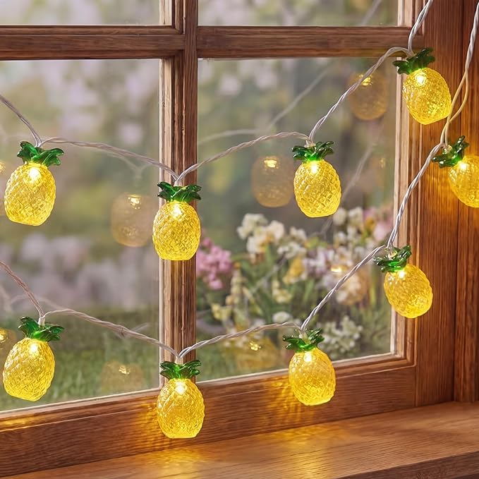 GOOTHY Pineapple String Lights, 8.5Ft Tropical Beach Themed Party Decorations Patio String Lights with 10 Pineapple Lights for Outdoor Home Summer Party Camping Bars Hawaiian Theme Wedding Decor