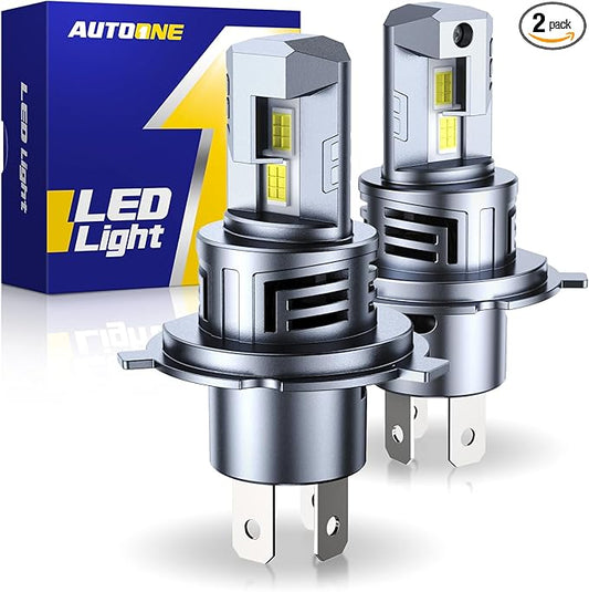 AUTOONE Upgraded H4/9003/HB2 Light Bulbs, 32000LM with Fan, H4 Fog Bulb Halogen Replacement, 6500K White Quick Installation, Pack of 2