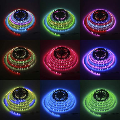 ALITOVE RGB LED Strip Light 32.8ft WS2811 Addressable Programmable Dream Color Digital LED Pixel Light 24V 10m 600 LEDs Rainbow Chasing Effect LED Flexible Light Rope Non-Waterproof White PCB