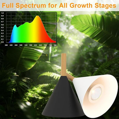 Hanging Grow Light with Timer, 20W Full Spectrum Plant Lamp for Indoor Plants, 14.5 ft Power Cord, Adjustable Height, Wall-Mounted Growing Light for Large Tall Plants, Succulents and Flowers (White)