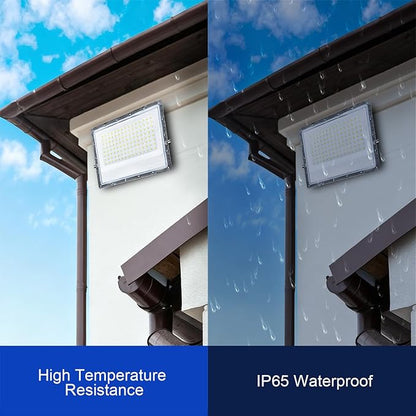 150W Flood Lights Outdoor, 22500lm Bright LED Work Light with Plug, 5000K Daylight White LED Flood Lighting, IP65 Waterproof Security Lights Floodlight for Yard Garage Stadium Playground 2 Pack