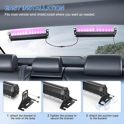Nilight 24LED Emergency Strobe Traffic Advisor Light Bar 2 in 1 Purple Dash Warning Safety Flashing Lights Front/Rear Windshield Construction Lights for Trucks Cars Plow Police Firefighter Vehicles