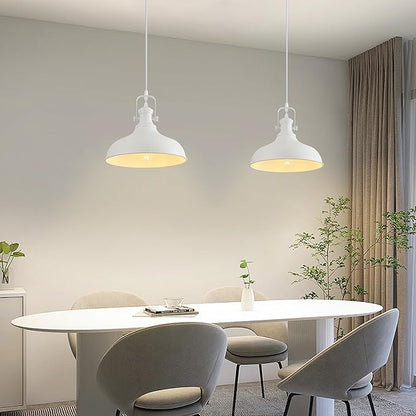 White Pendant Light, Modern Farmhouse Pendant Lights Kitchen Island, 11.41" Kitchen Pendant Lighting Over Island, Ceiling Hanging Light Fixture for Kitchen, Dining Room, 3 Pack
