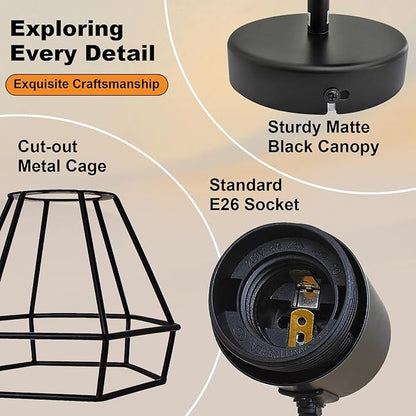 LTBLIGHT 1-Light LED Track Lighting, Black Adjustable Ceiling Light with Metal Wire Cage, Farmhouse Spotlight Fixture for Bedroom Bedside Hallway, E26 Base (Bulbs Not Included)