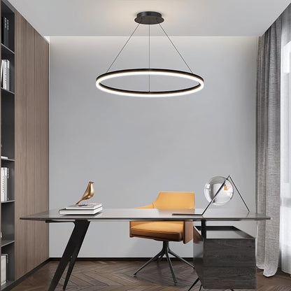 Mikeru Modern LED Chandelier Light, Ceiling Pendant Light Fixtures with Remote Control 3000k-6500K Adjustable Color Temperature Light for Living Room, Bedroom, Kitchen （23.6IN