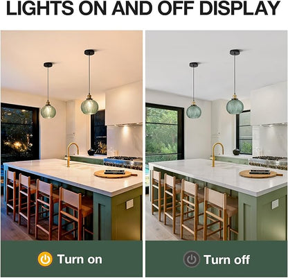 7.8in Vintage Pendant Light 1- Light Kitchen Sink Pendant Lights with Green Hand Blown Glass Small Hanging Lamp for Kitchen Island Dining Room Bedroom Bathroom Hallway E26