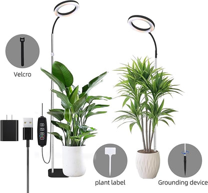 Full Spectrum LED Grow Light, 84 LEDs with 3 Color Modes, 67in Adjustable Gooseneck, 360° Rotating Head, Desktop Plant Light with Timer, 10 Brightness Levels, (Black)