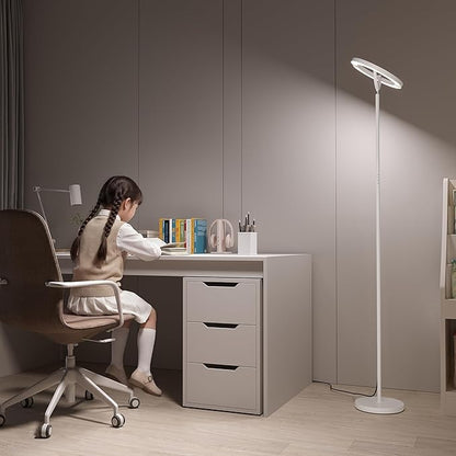 【Upgraded】Modern LED Floor Lamp - 30W Super Bright Standing Lamp, 350° Rotating Reading Floor Lamp with Remote Control, 3000K-6500K Stepless Dimmable, Tall Floor Lamp for Living Room, Bedroom, Office