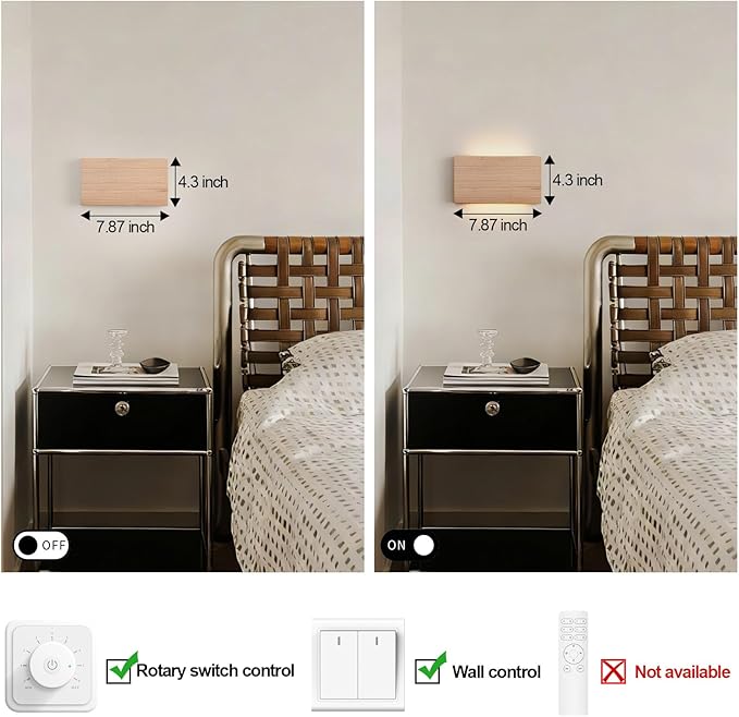 Wood Wall Sconce Indoor Wall Lights Hardwired 2 Pack Up and Down Wall Mount Light for Living Room Bedroom Hallway Lights，wall sconces Set of Two，led Lights for Bed，Light for Bedroom