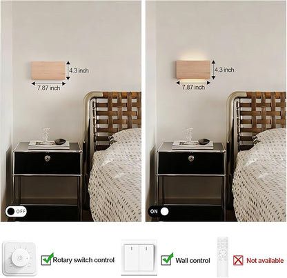Wood Wall Sconce Indoor Wall Lights Hardwired 2 Pack Up and Down Wall Mount Light for Living Room Bedroom Hallway Lights，wall sconces Set of Two，led Lights for Bed，Light for Bedroom