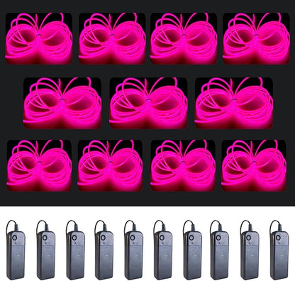 MaxLax EL Wire Pink 10-Pack, 9ft Neon Light Wire with Noise Reduction and Battery Pack…