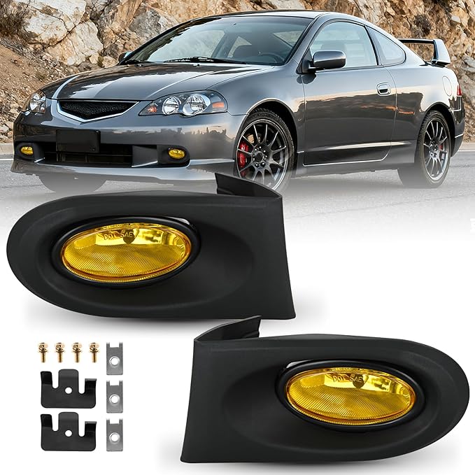 Nilight Fog Lights Assembly Compatible with 2002 2003 2004 Acura RSX Left Driver and Right Passenger Side Amber Lens w/H11 12V 55W Bulbs