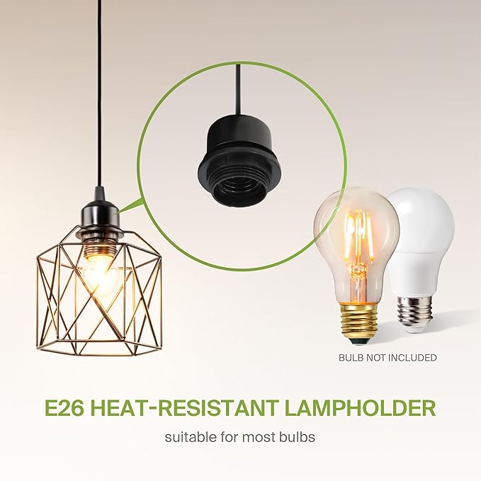 ASD Black Pendant Light Fixture - 1xE26 120V ETL Modern Pendant Lights Kitchen Island, Industrial Hallway, Living Room, Kitchen Island Lighting, Hanging Dining Room Light Fixtures Over Table 2 Pack