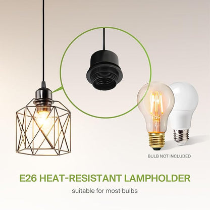 ASD Black Pendant Light Fixture - 1xE26 120V ETL Modern Pendant Lights Kitchen Island, Industrial Hallway, Living Room, Kitchen Island Lighting, Hanging Dining Room Light Fixtures Over Table 2 Pack