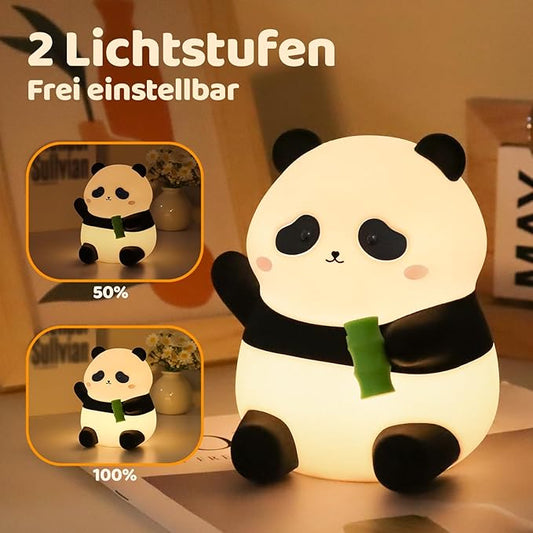 Rytinazzz Panda Night Light, 50-Hour Battery & Pat-to-Change Brightness, Squishy Silicone Lamp for Girls Kids Bedroom, USB Rechargeable with Timer, Mothers Day Gifts for Kids