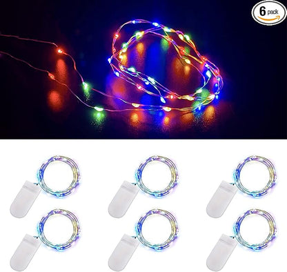 Ostwiki Fairy Lights Battery Operated, 6-Pack Mini String Lights, 20 LED 7ft Twinkle Firefly Starry Lights for DIY Craft Mason Jar Bedroom Wedding Party Table Christmas Decoration (Colorful)