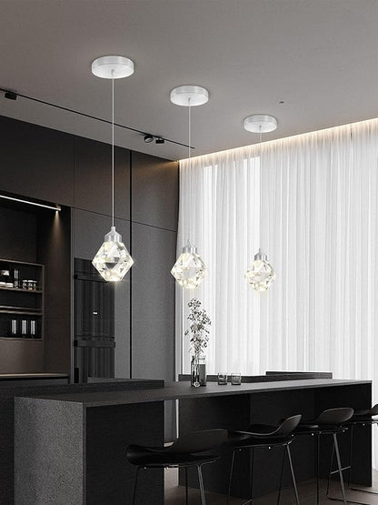 Crystal Pendant Light for Kitchen Island,Silver Chandelier Lights Fixture, Hanging Lighting Ceiling Light Fixture Modern Adjustable Pendant Lighting for Dining Room Bedroom