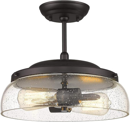 EAPUDUN Semi Flush Mount Ceiling Light, 2-Light Modern Light Fixture with Seeded Glass Shade, Oil Rubbed Bronze Finish for Hallway Corridor Kitchen Bathroom Bedroom Passway, SMA1124-ORB