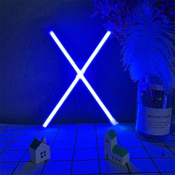 LED Letter Neon Lights - Blue Neon Letters, USB/Battery Powered Signs for Wall, Home, Bar, Party, Wedding