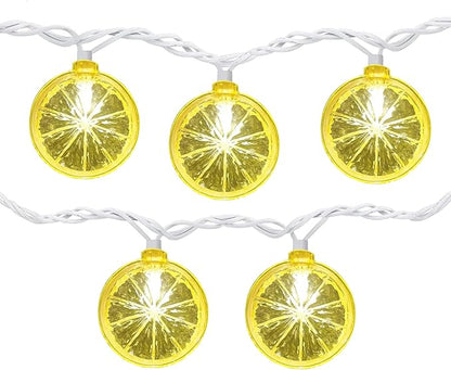 GOOTHY Lemon String Lights Plug in, 8.5Ft Outdoor Fairy Decorations String Lights with 10 LED Yellow Lemon Slice Lights, Hanging Novelty Summer Patio Lights for Garden Kitchen Christmas Wedding Party