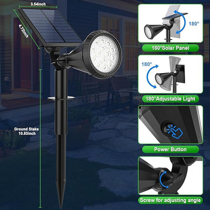 Tadyreal Solar Spot Lights Outdoor Waterproof 180° Adjustable Solar Powered Landscape Lights for Yard 4 Lighting Modes Solar Spotlights for Pathway Garden Outside Wall Pool Porch (6 Pack, Warm White)