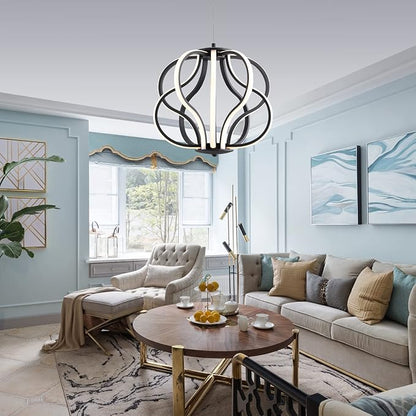 Modern LED Chandelier Acrylic Design Adjustable Hanging Chandelier Easy Install Suitable for Dining Room Living Room Bedroom Kitchen and Corridor