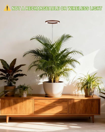 yadoker Grow Light for Large Indoor Plants, Full Spectrum LED Plant Light, Height Adjustable for Tall Plants, Auto On/Off Timer, 5V Safe Low Voltage Walnut Grain Grow Lamp for Home & Office