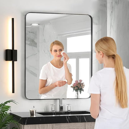 Wall Sconces Set of Two, 28 Inch Dimmable LED Wall Sconce Modern Black Sconces Set of 2 for Bathroom, Living Room, Bedroom, Hardwired 3000K (2 Pack)