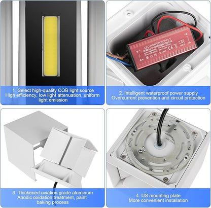 Juyace 20W LED Outdoor Wall Sconce Light 2000lm 6000K White Modern Exterior Fixture Up Down Angle-Adjustable with US Mount Plate Aluminum for Front Porch Patio House Garage Door 4 Pack