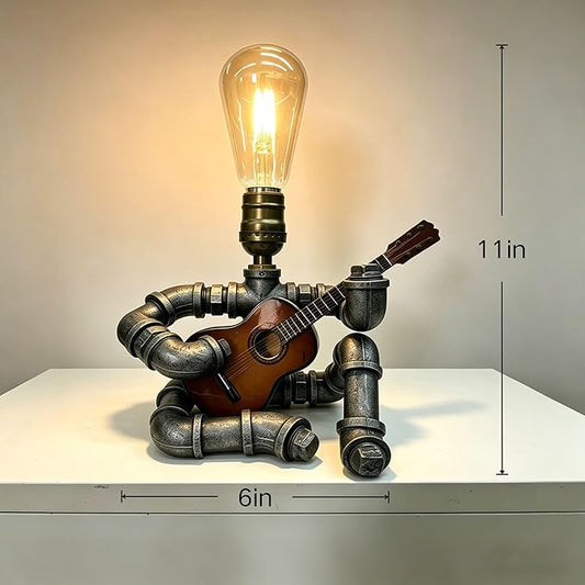 Music Guitar Table Lamp,Guitar Stuff,Cool Gifts for Music Lovers,Players for Men Gift,Steampunk lamp,Metallica (Coffee)