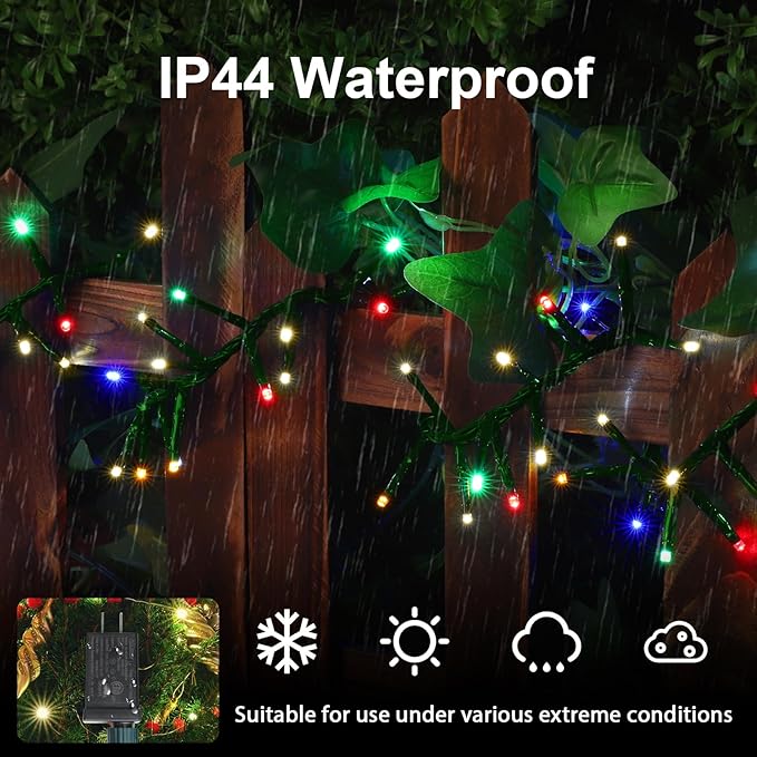 LAMPHOME Color Changing String Lights, 500 LED Warm White & Multicolor Christmas Lights Plug in, 10 Modes Timer LED Fairy Lights, Waterproof Christmas Lights Outdoor for Xmas Tree Party Bedroom Decor