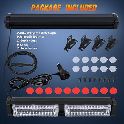 Nilight 40LED Green Emergency Strobe Traffic Advisor Light Bar with Suction Cups Dash Safety Warning Hazard Flashing Lights Interior Front/Rear Windshield for Trucks Construction Vehicles