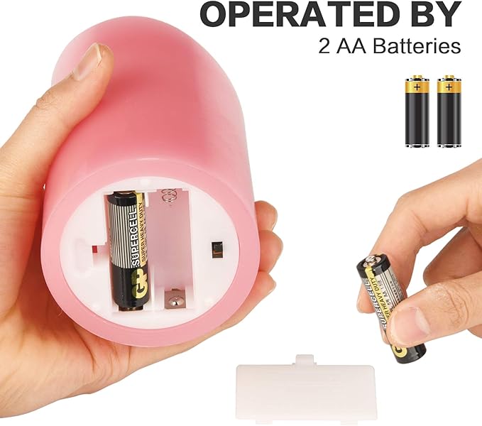 AKU TONPA 3" x 4" 5" 6" Set of 3 Flickering Flameless Candles Battery Operated Pillar Real Wax Electric LED Candle Set with Remote Control and Timer (Pink)