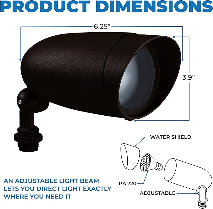 1-Light Landscape Flood Light Fixtures - 50W Halogen Light Fixture - Outdoor Light Fixture - Ceiling Mount - Dark Bronze Finish; OL-77910