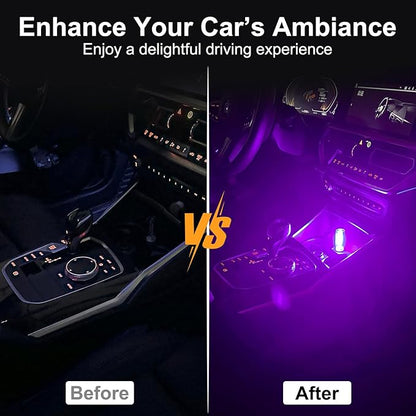 2 PCS Car USB Night Light Bulb, Touch Dimmable Car Interior Ambient Lights, Portable Mini USB Retro Glass Bottle Lamp Decorations for Vehicle, Bedroom, Hallway, Camping (Purple)