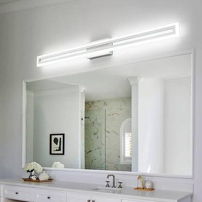 SOLFART Bathroom Vanity Light Fixtures 48 Inch Led Brushed Nickel Bathroom Light Fixtures 6000K