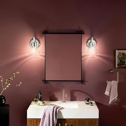 Kichler Farum 7.25" 1-Light Wall Sconce with Clear Glass in Chrome for Bathroom Vanity Light, Kitchen, Bedroom, Hallway, or Fireplace (7.25" W x 9.5" H) 55153CHCLR