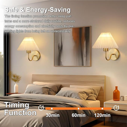 ADISUN Wall Sconces Sets of 2 RGB Battery Operated Wall Sconces for Bedroom Dresser Classic Golden Wall Lamp with Remote for Living Room Bathroom Dining Room Corridor Staircase (2 Bulbs Included)