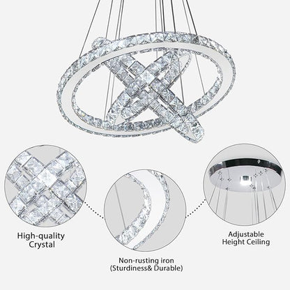 Modern Crystal Chandeliers LED Chandelier Pendant Lights Chandelier Rings Pendant Light (Cool White 30/40/50)