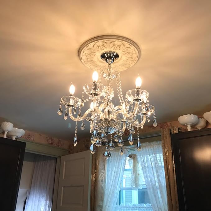Crystal Chandeliers Classic Crystal Candle Chandelier Lighting, Vintage 6 Lights Pendant Ceiling Fixture Lamp for Dining Room Bedroom Island Hallway Wedding Decoration